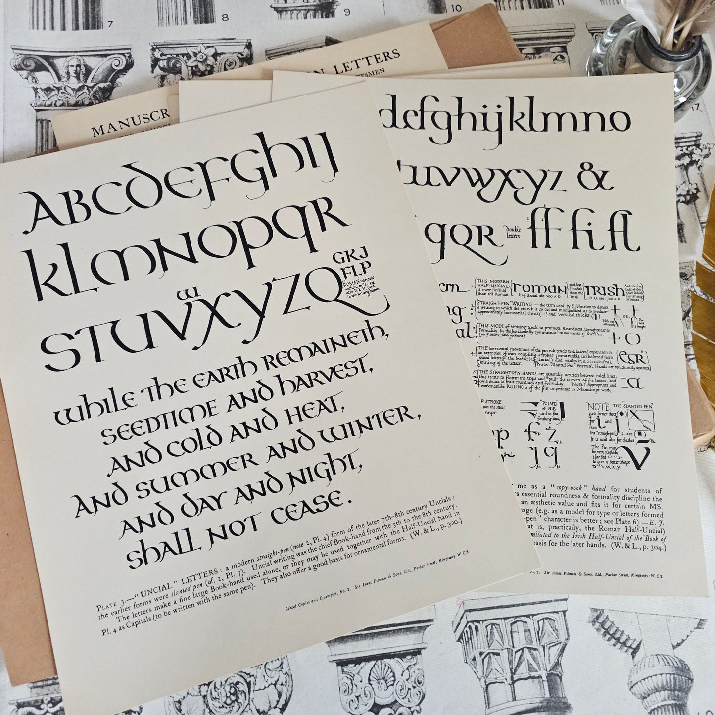1950 Manuscript and Inscription Letters by Johnston / Portfolio Containing 16 Plates, 5 by AER Gill / For Calligraphers, Crafts, Stonemasons