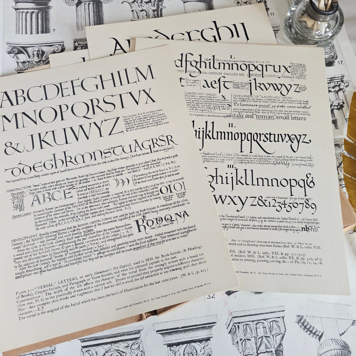 1950 Manuscript and Inscription Letters by Johnston / Portfolio Containing 16 Plates, 5 by AER Gill / For Calligraphers, Crafts, Stonemasons