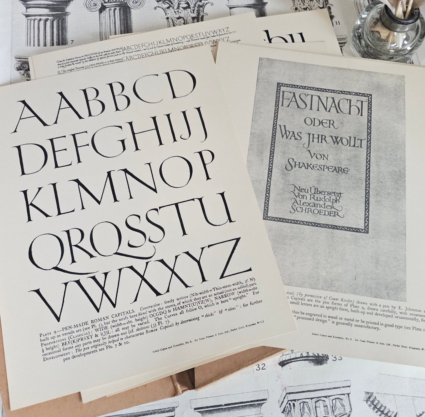 1950 Manuscript and Inscription Letters by Johnston / Portfolio Containing 16 Plates, 5 by AER Gill / For Calligraphers, Crafts, Stonemasons