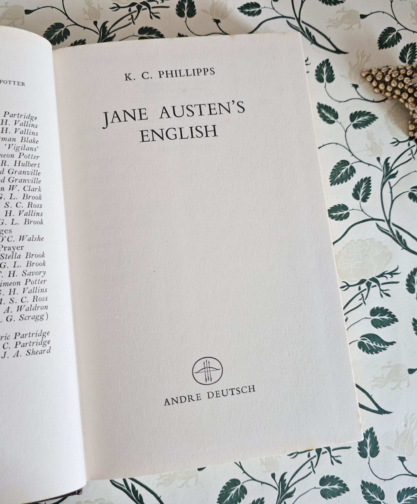 1970 Jane Austen's English by KC Phillipps / Andre Deutsch, London / Analysis of Austen's Language / In Good Condition