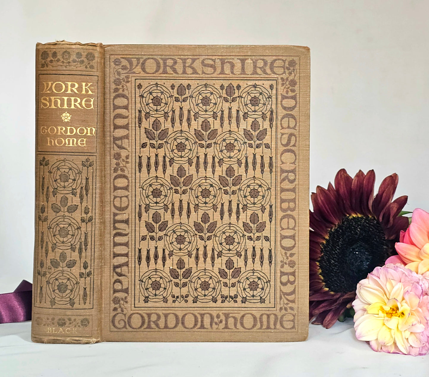 1908 Yorkshire by Gordon Home / A&C Black, London / 71 Superb Colour Plates / Lovely Decorative Binding / Good Condition / Antique Book