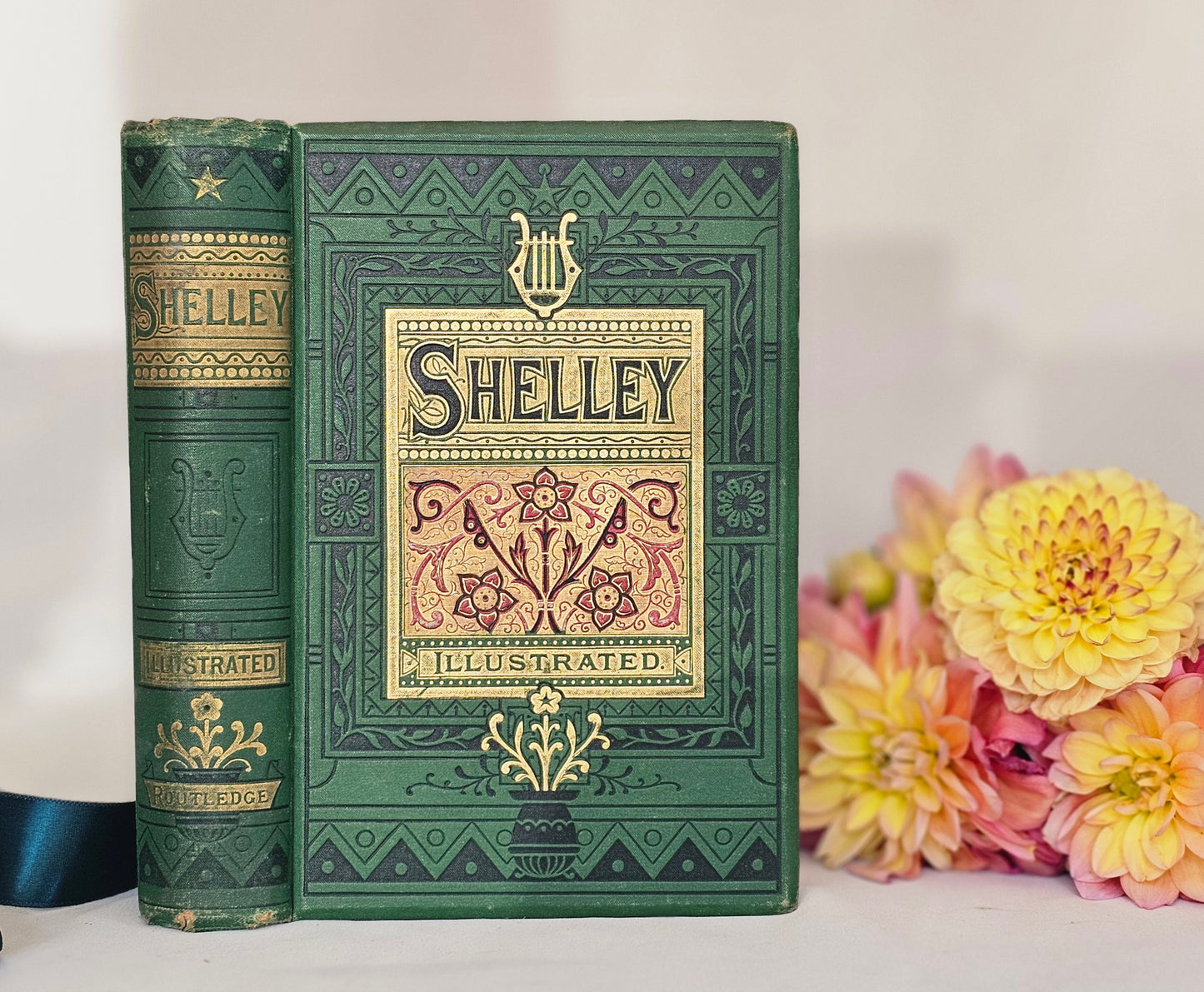 1880s The Poetical Works of Percy Bysshe Shelley / George Routledge, London / Illustrated / Decorative Victorian Antique Poetry Book