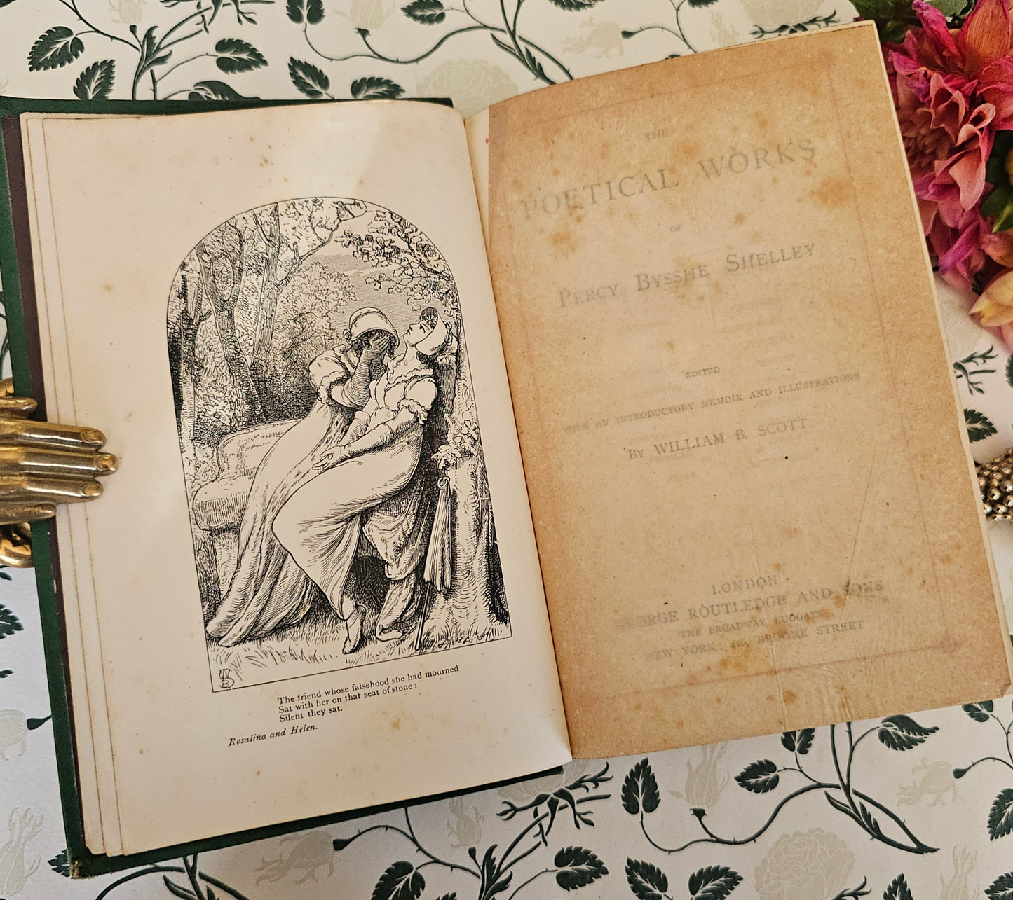 1880s The Poetical Works of Percy Bysshe Shelley / George Routledge, London / Illustrated / Decorative Victorian Antique Poetry Book
