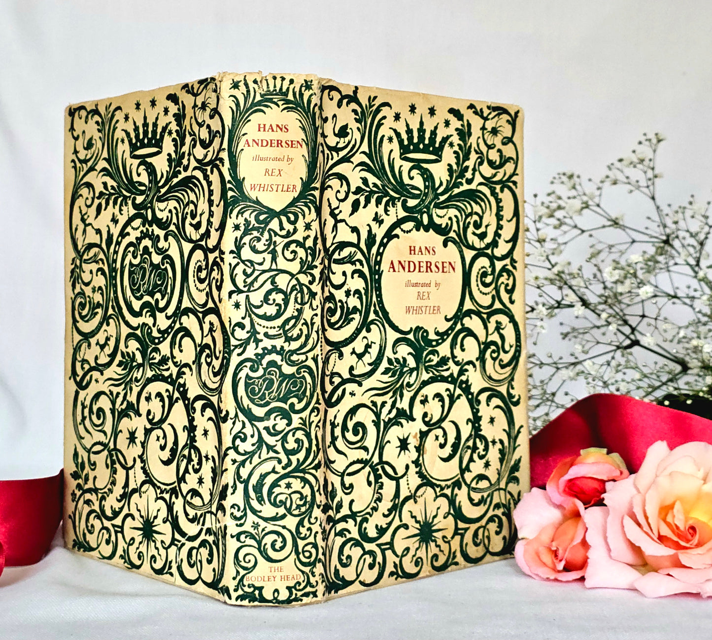 1950 Fairy Tales & Legends by Hans Andersen / SCARCE JACKET / The Bodley Head, London / Super Rex Whistler Illustrations / Decorative Boards