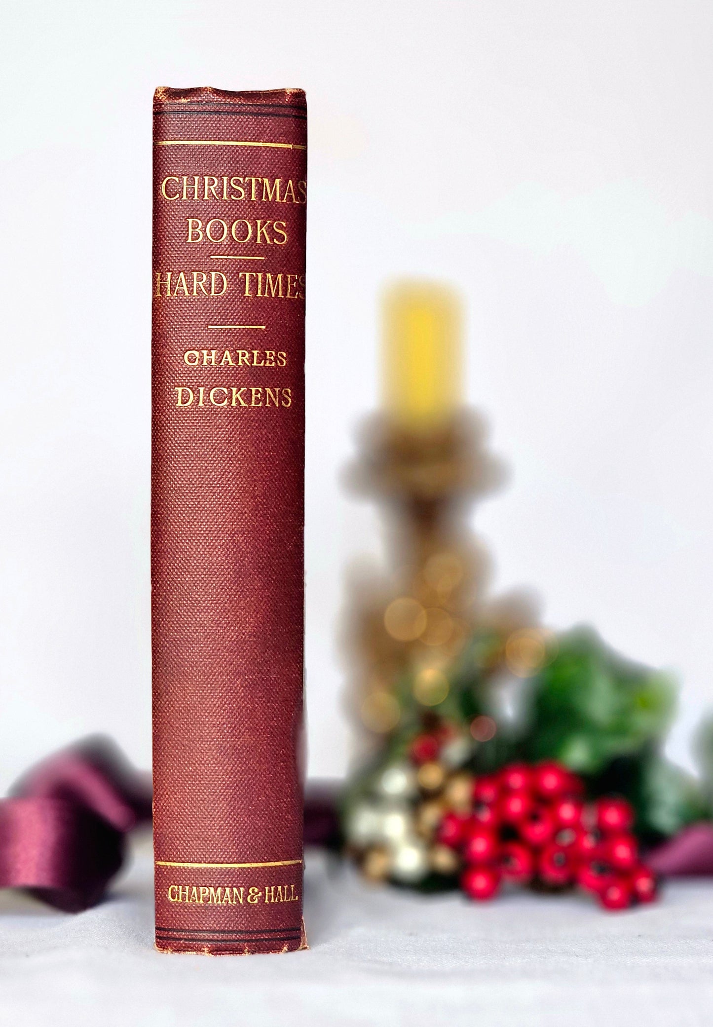 1894 Christmas Books Including A Christmas Carol by Charles Dickens / Chapman & Hall, London / Lovely Antique Book / Plus Hard Times