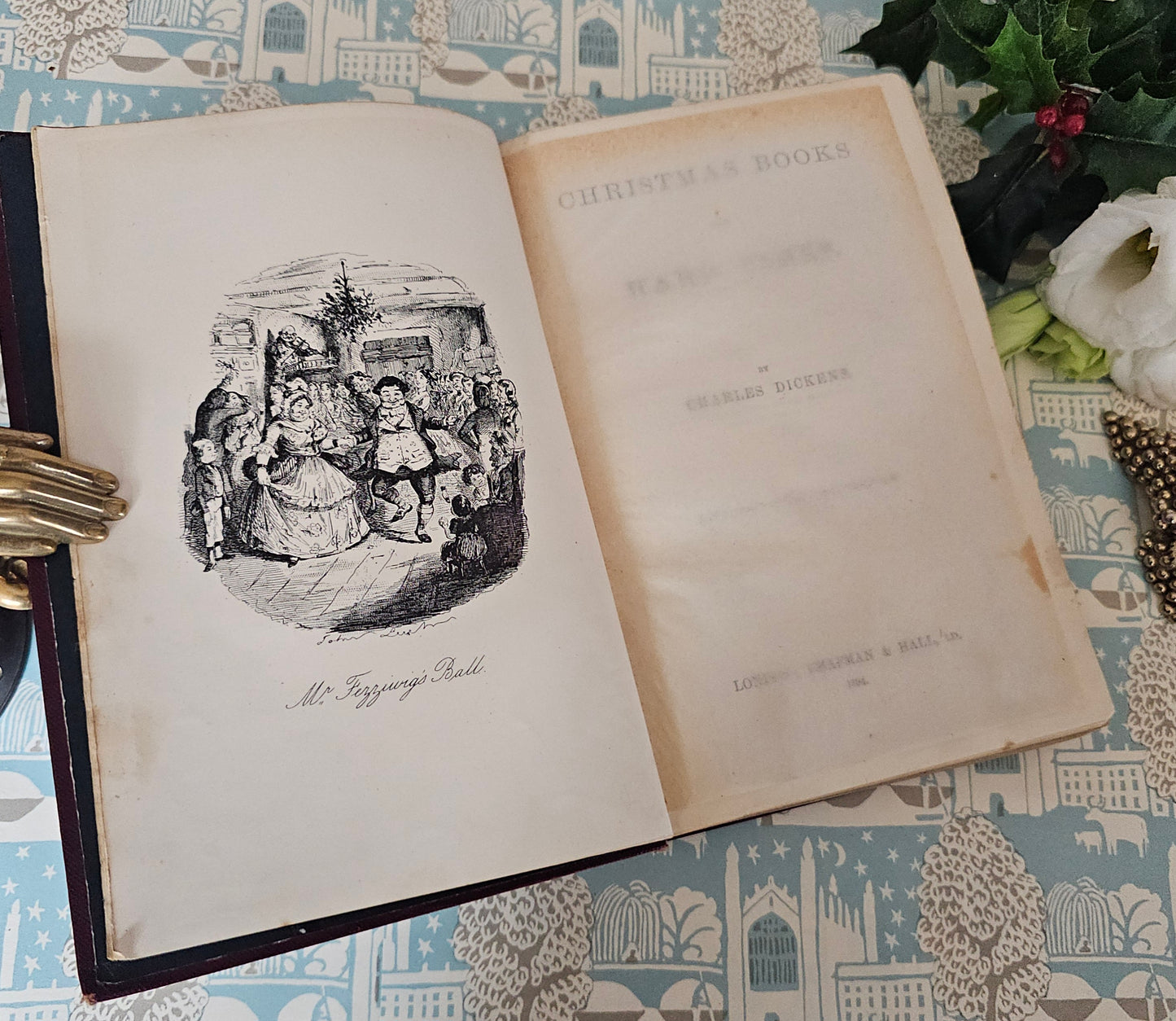 1894 Christmas Books Including A Christmas Carol by Charles Dickens / Chapman & Hall, London / Lovely Antique Book / Plus Hard Times