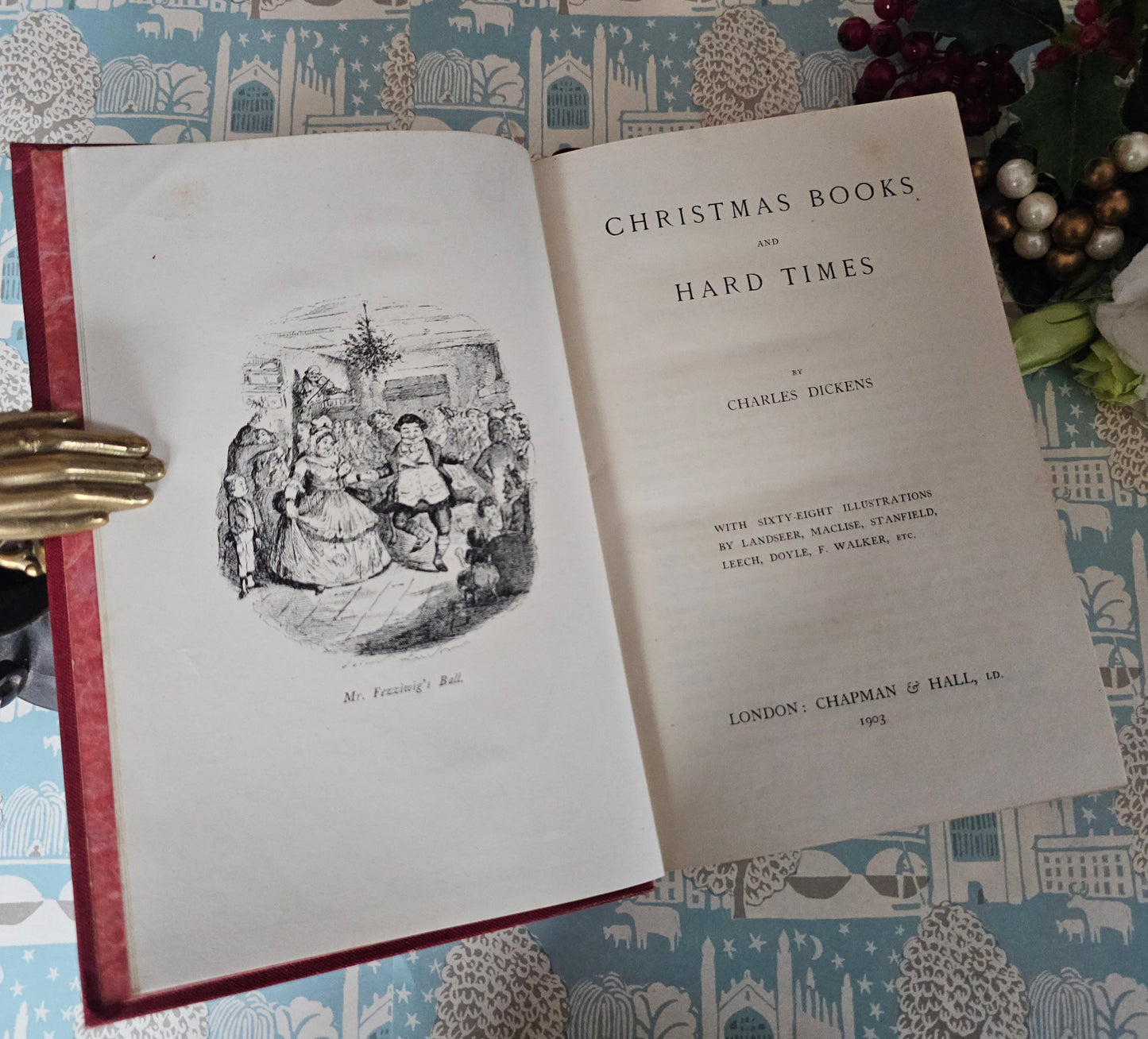 1903 Christmas Books Including A Christmas Carol by Charles Dickens / Chapman & Hall, London / Lovely Antique Book / Plus Hard Times