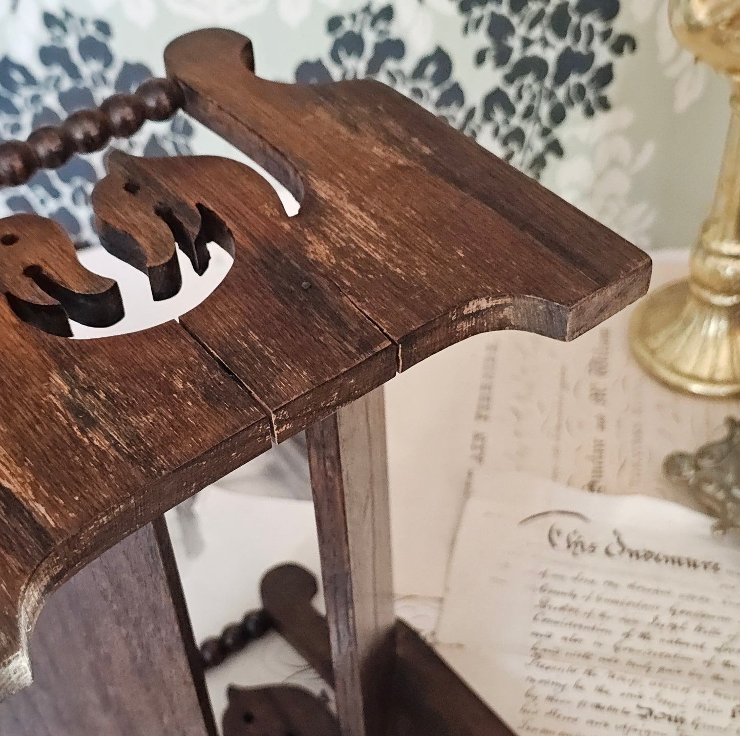 Antique Book Trough / Book Shelf / Book Rest / With Horses Head Detail / In Good Condition / Library Decor Theme