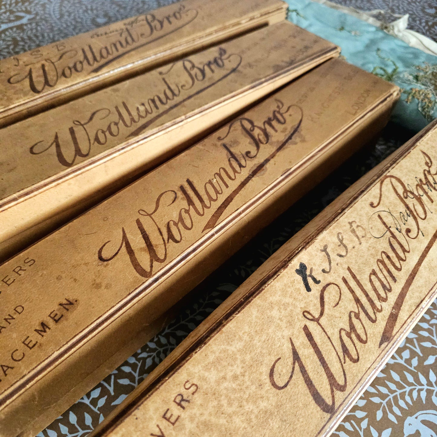 25 Pairs of Antique Kid Leather Gloves / Majority Un-Worn and Still in the Original Department Store Boxes and Tissue / Opera and Day Gloves