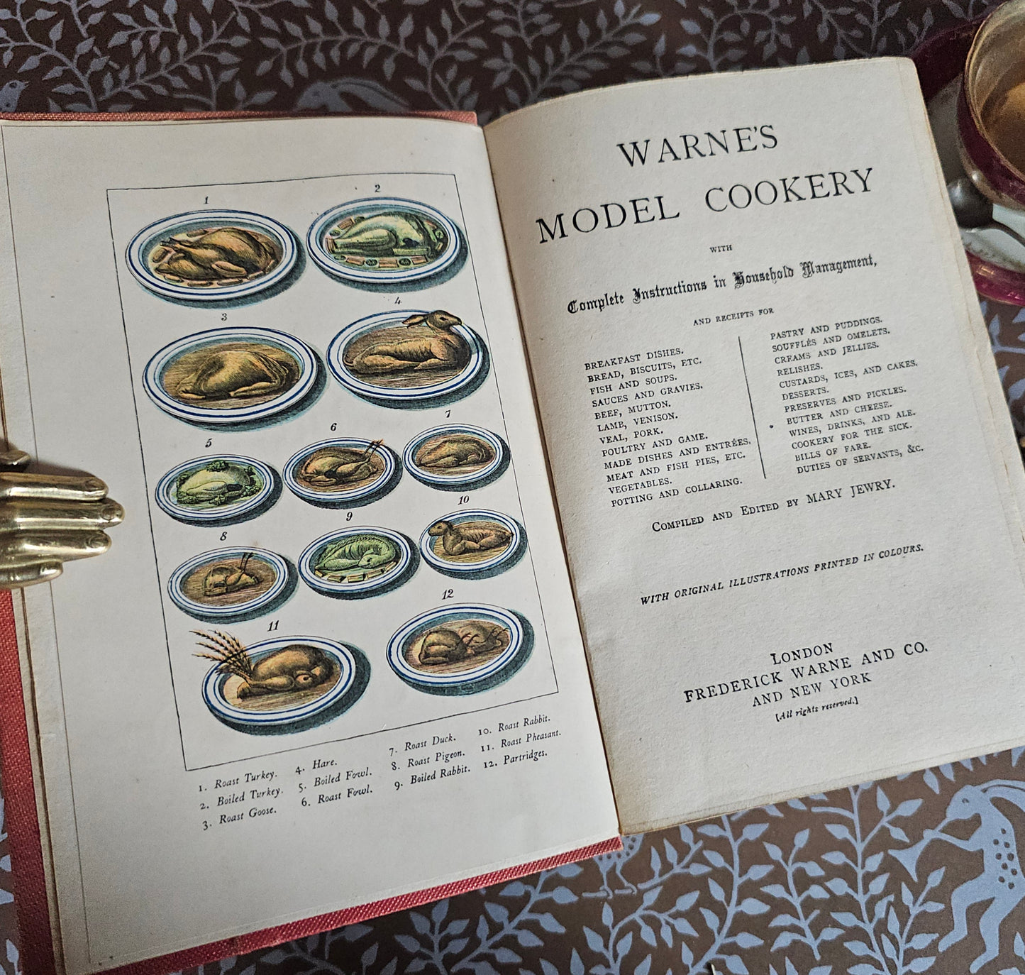 c1900 Warne's Model Cookery - With Complete Instructions in Household Management / Frederick Warne & Co., London / Four Colour Plates