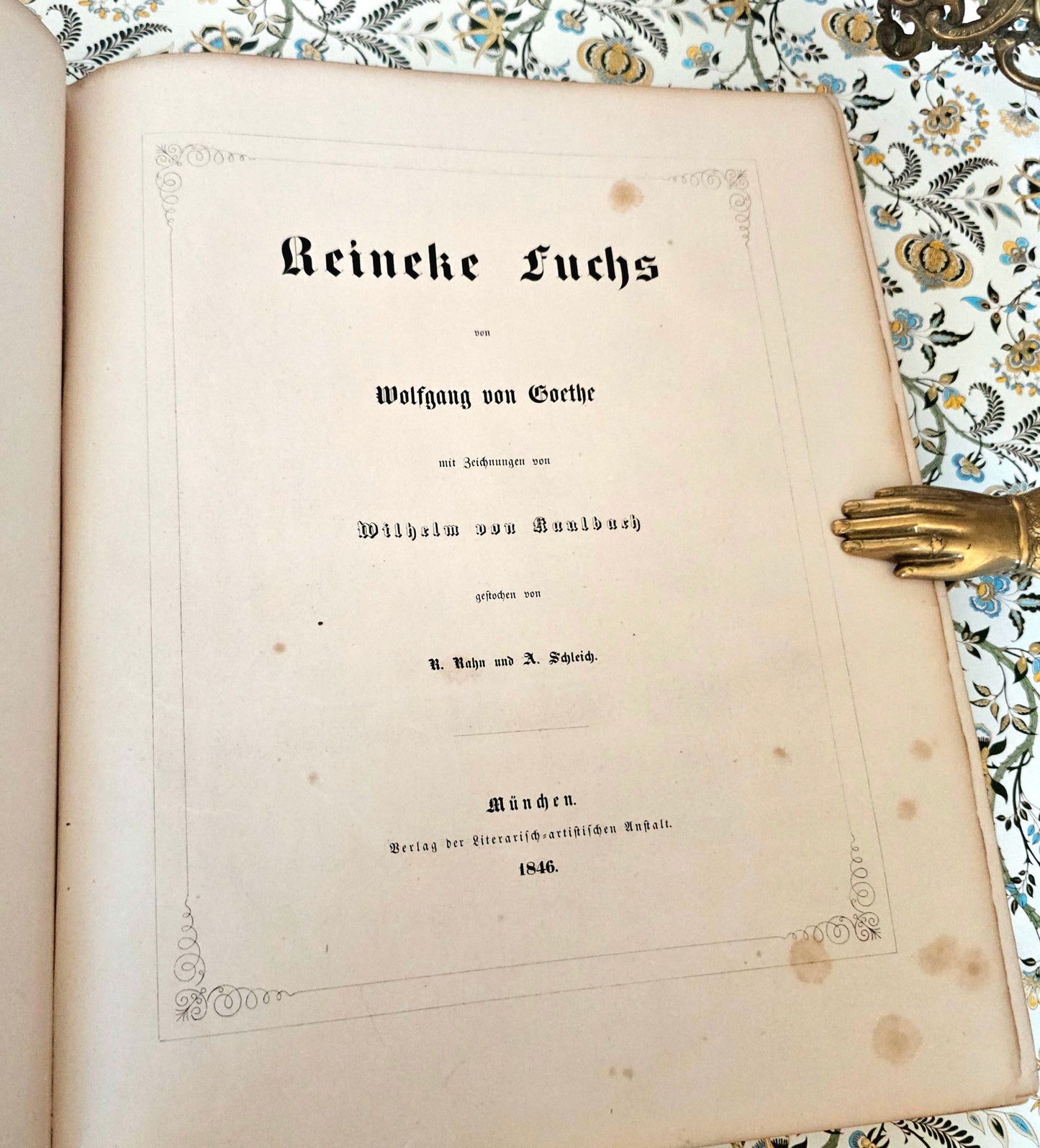 1846 Reynard the Fox (Reineke Fuchs) / Beautiful Antique 1st Ed, 1st Printing / 36 Engravings by von Kaulbach / Gorgeous Edition / IN GERMAN