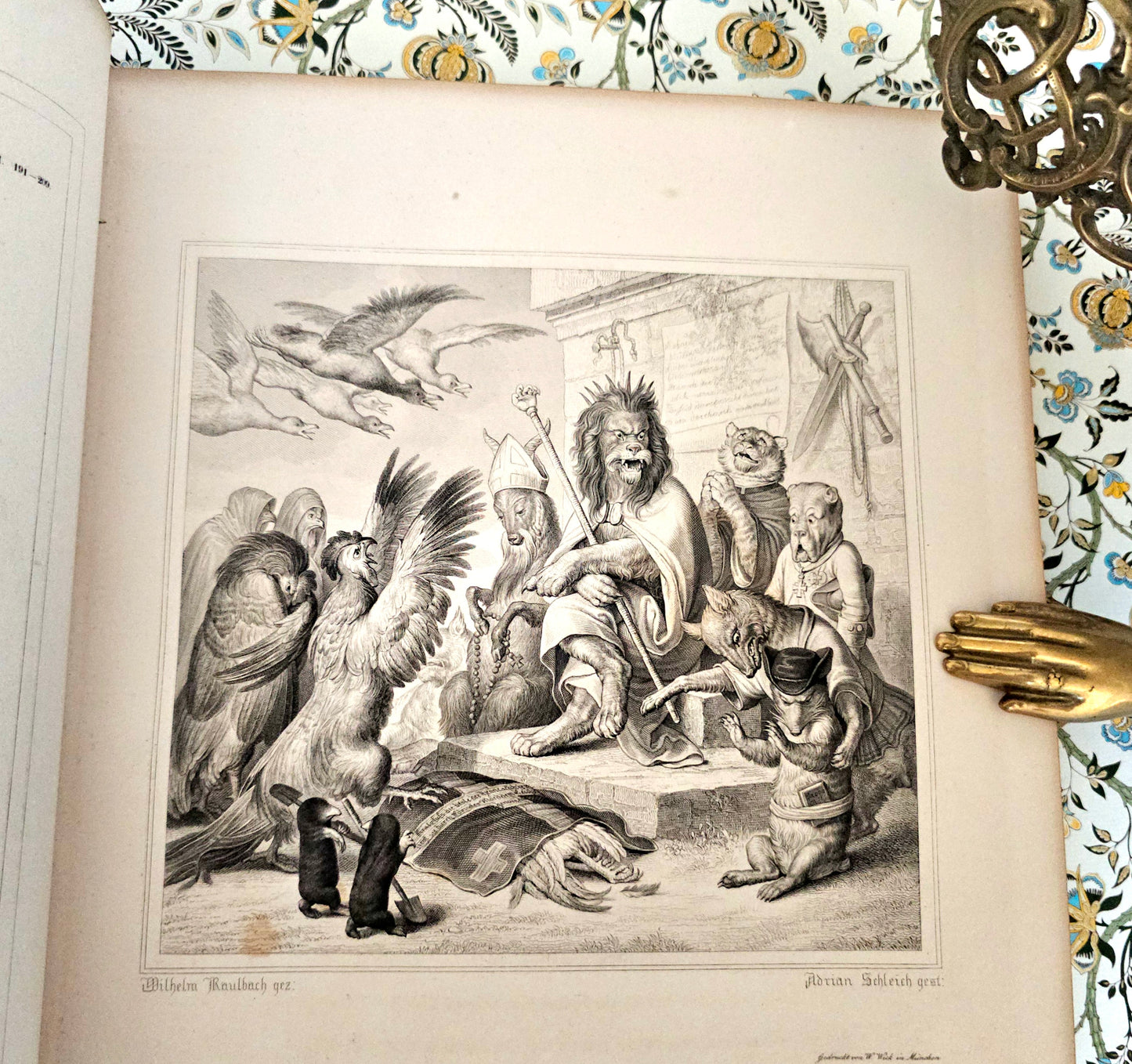 1846 Reynard the Fox (Reineke Fuchs) / Beautiful Antique 1st Ed, 1st Printing / 36 Engravings by von Kaulbach / Gorgeous Edition / IN GERMAN