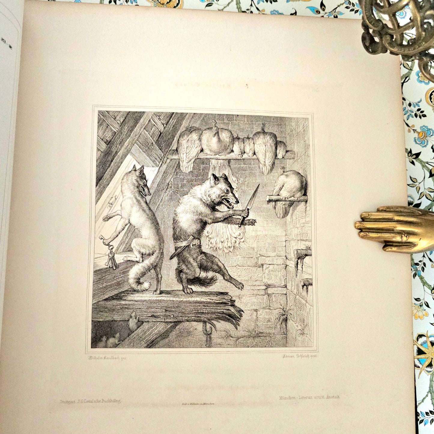 1846 Reynard the Fox (Reineke Fuchs) / Beautiful Antique 1st Ed, 1st Printing / 36 Engravings by von Kaulbach / Gorgeous Edition / IN GERMAN