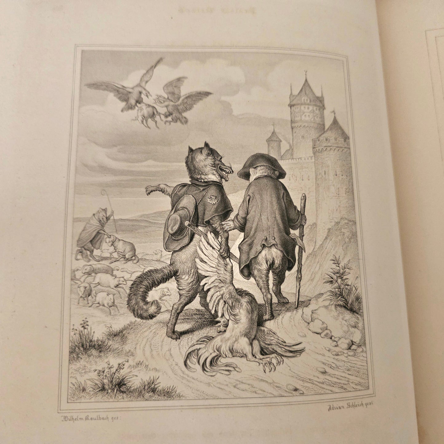 1846 Reynard the Fox (Reineke Fuchs) / Beautiful Antique 1st Ed, 1st Printing / 36 Engravings by von Kaulbach / Gorgeous Edition / IN GERMAN