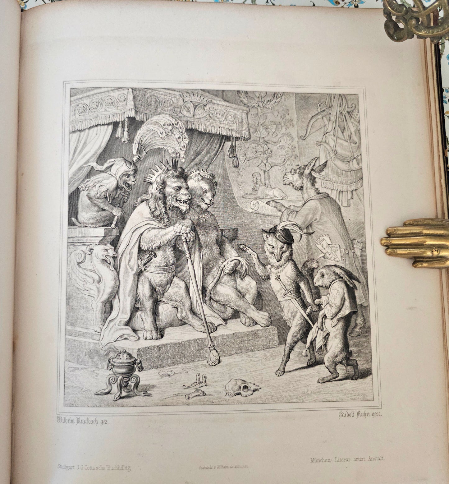 1846 Reynard the Fox (Reineke Fuchs) / Beautiful Antique 1st Ed, 1st Printing / 36 Engravings by von Kaulbach / Gorgeous Edition / IN GERMAN