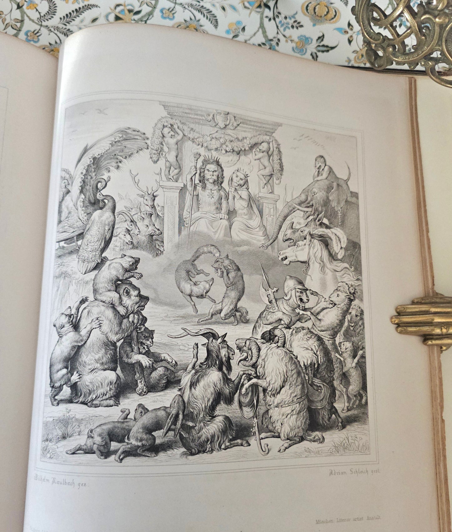 1846 Reynard the Fox (Reineke Fuchs) / Beautiful Antique 1st Ed, 1st Printing / 36 Engravings by von Kaulbach / Gorgeous Edition / IN GERMAN