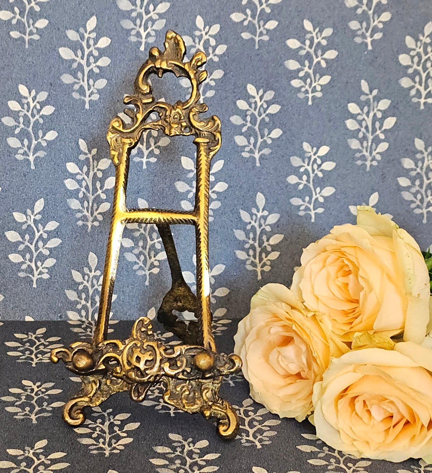 Antique Rococo Brass Display Easel: Italian Art Nouveau Decor