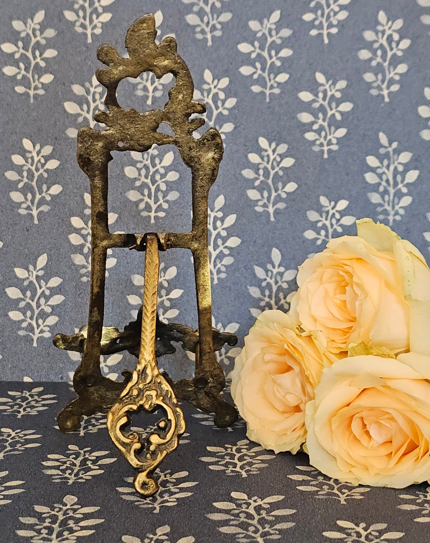 Antique Rococo Brass Display Easel: Italian Art Nouveau Decor