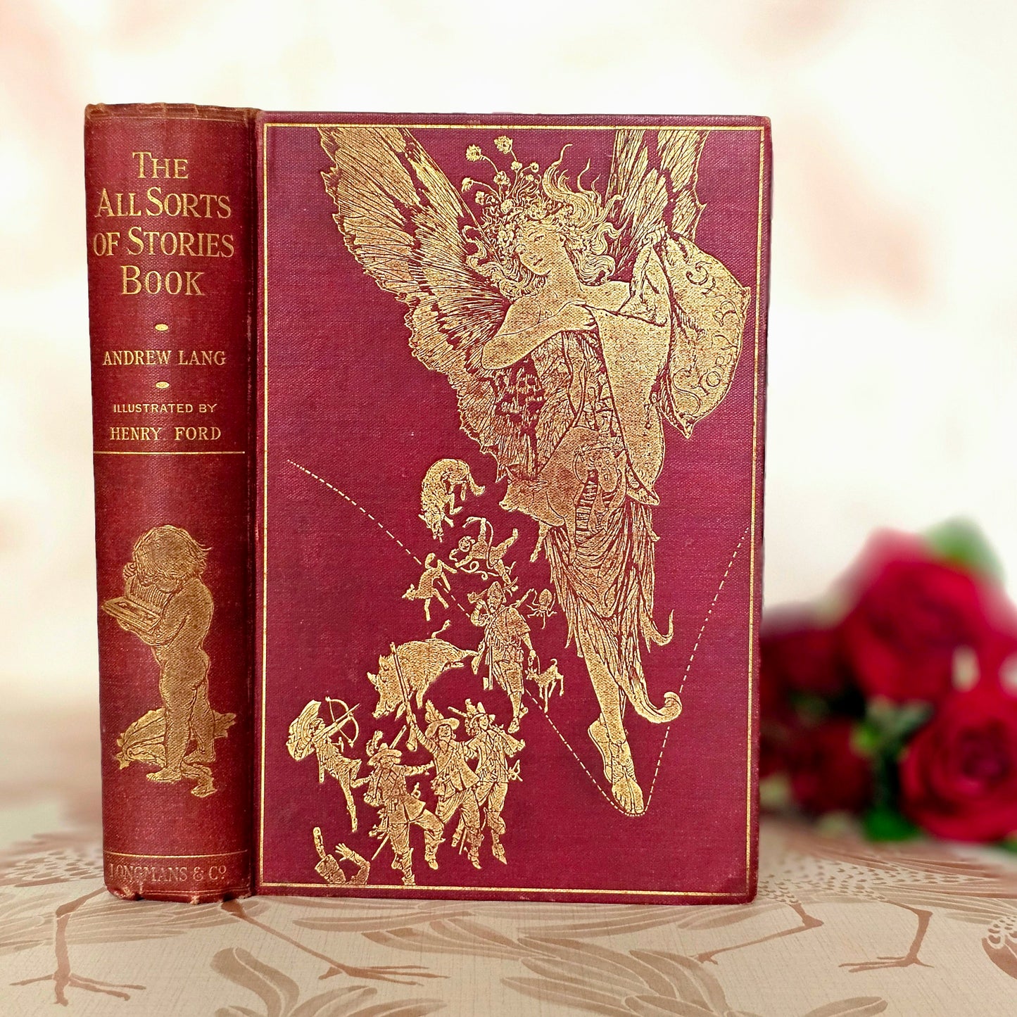 1911 The All Sorts of Stories Book by Mrs Lang / Beautiful Antique Book / Richly Illustrated