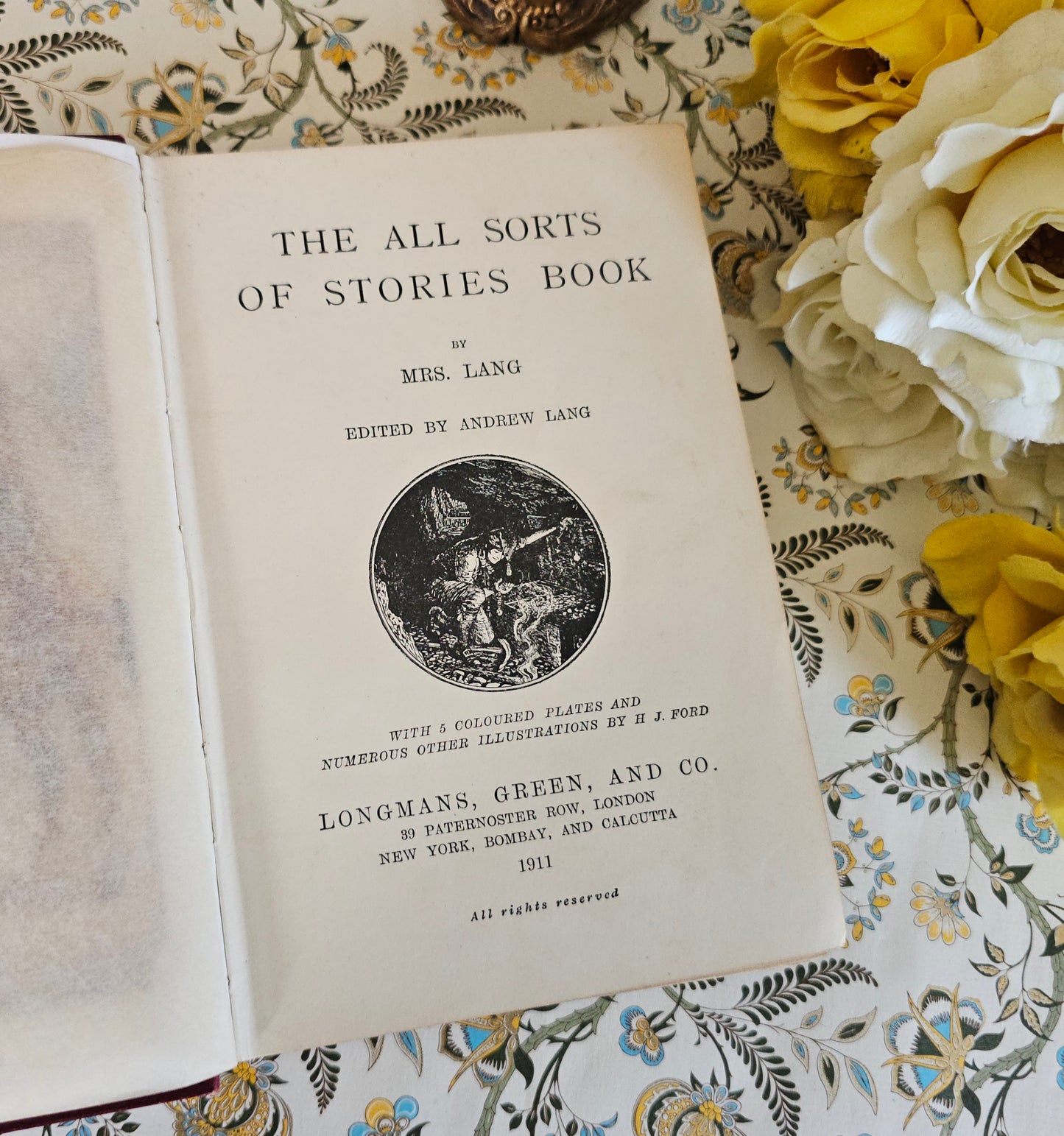 1911 The All Sorts of Stories Book by Mrs Lang / Beautiful Antique Book / Richly Illustrated