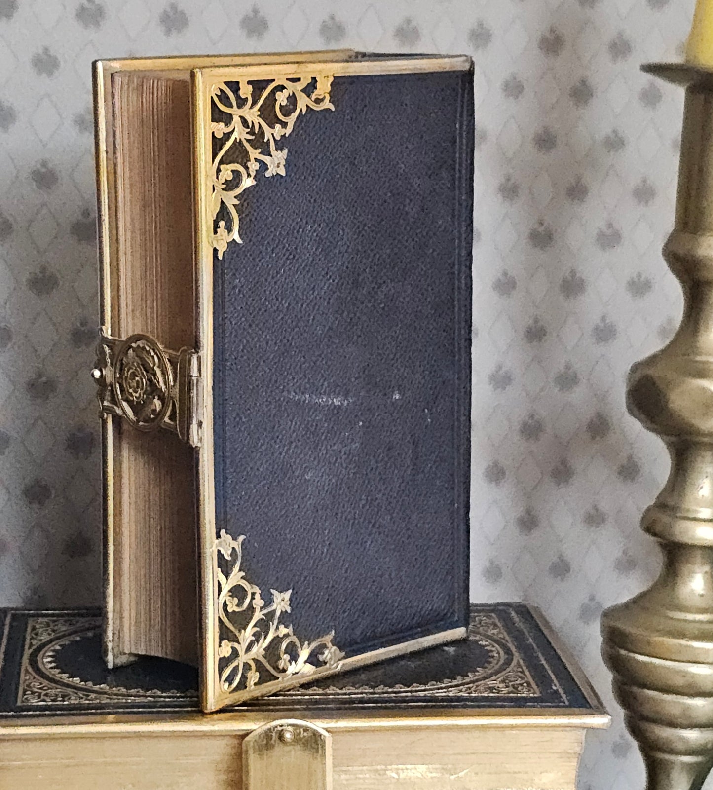 1852 Prayer Book / Beautiful Devotional With Ornate Brass Edgings and Floral Clasp - Gilt Edged Pages