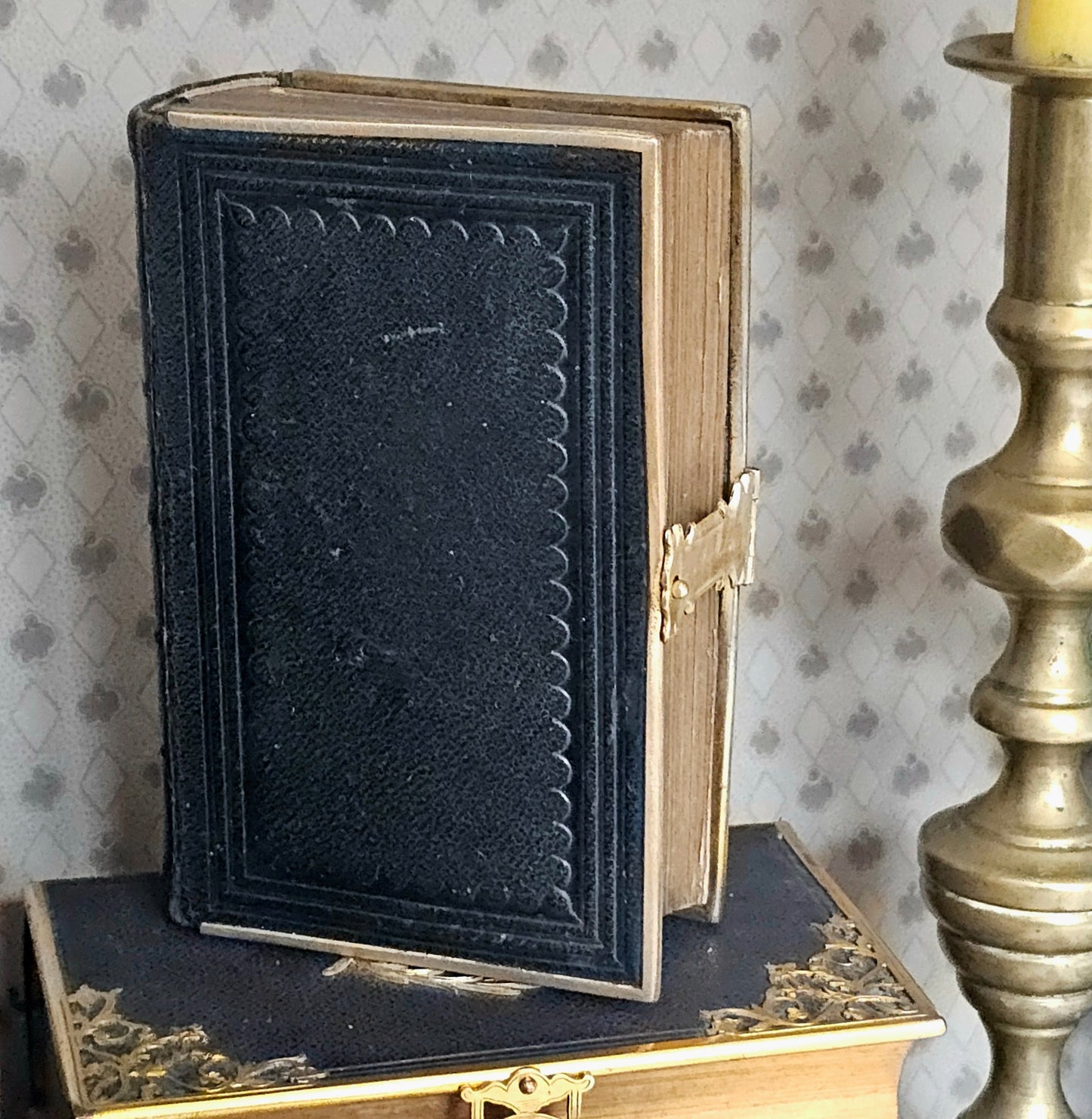 1870s Prayer Book / Full Leather With Brass Edgings and Clasp - Gilt Edged Pages