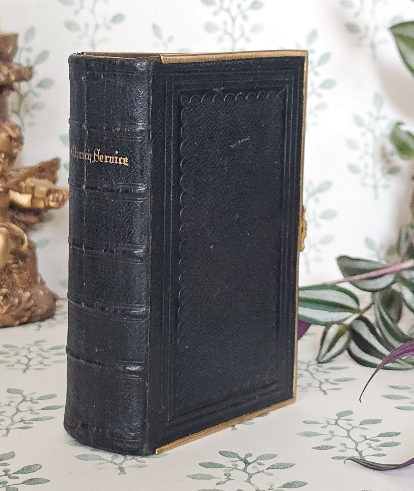 1870s Prayer Book / Full Leather With Brass Edgings and Clasp - Gilt Edged Pages