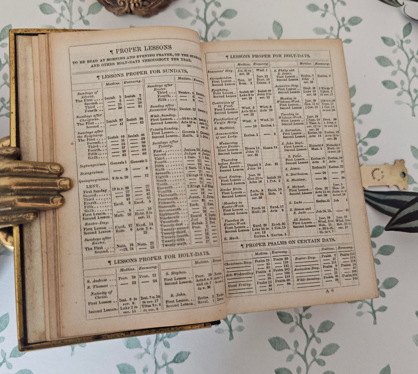 1870s Prayer Book / Full Leather With Brass Edgings and Clasp - Gilt Edged Pages