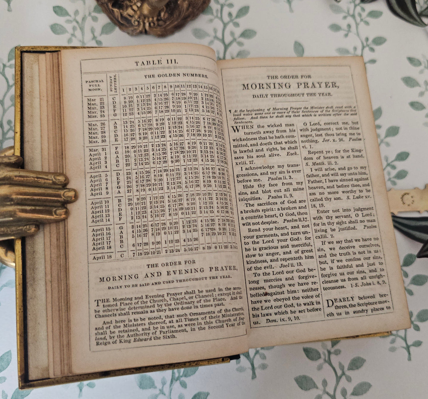 1870s Prayer Book / Full Leather With Brass Edgings and Clasp - Gilt Edged Pages