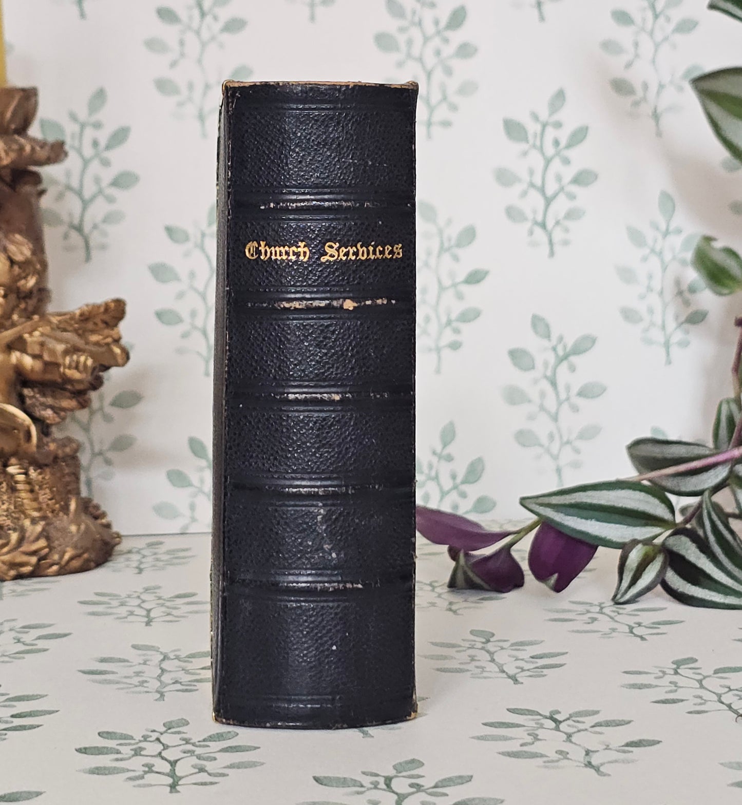 1852 Prayer Book / Beautiful Devotional With Ornate Brass Edgings and Floral Clasp - Gilt Edged Pages