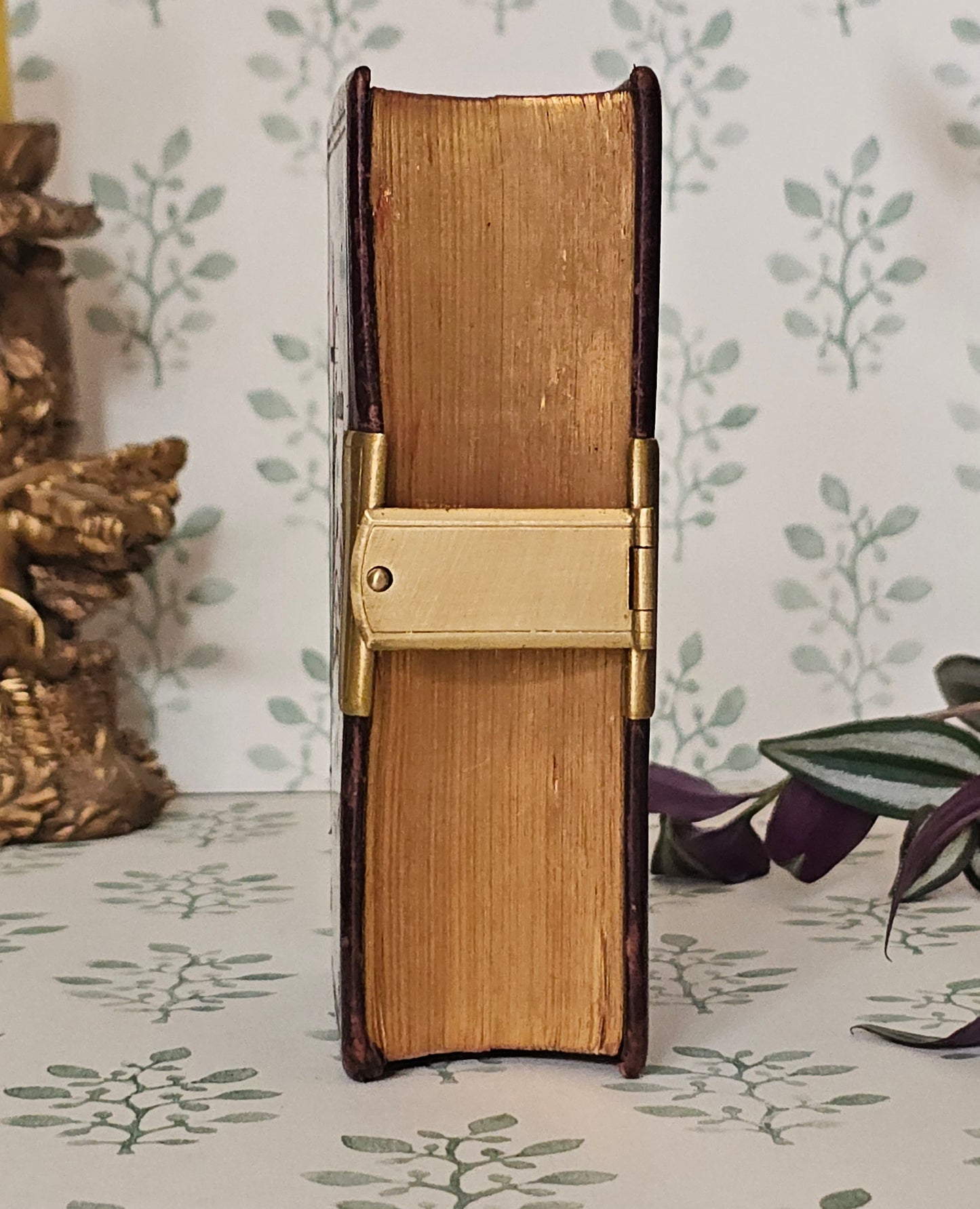 1870s Prayer Book / Full Decorated Leather With Brass Clasp - Gilt Edged Pages