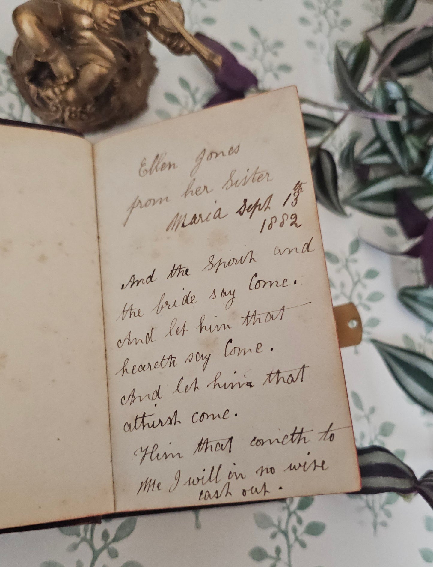 1870s Prayer Book / Full Decorated Leather With Brass Clasp - Gilt Edged Pages