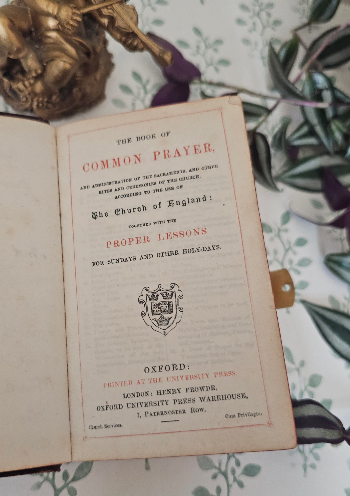 1870s Prayer Book / Full Decorated Leather With Brass Clasp - Gilt Edged Pages