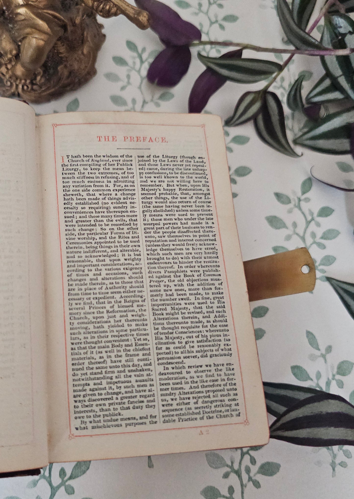 1870s Prayer Book / Full Decorated Leather With Brass Clasp - Gilt Edged Pages