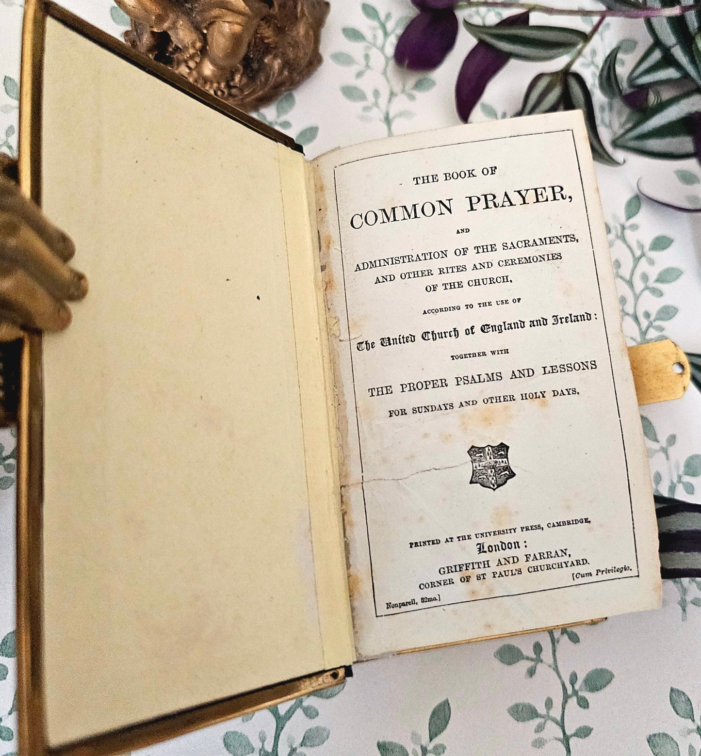 1870s Prayer Book / Full Leather With Brass Edgings and Clasp - Gilt Edged Pages