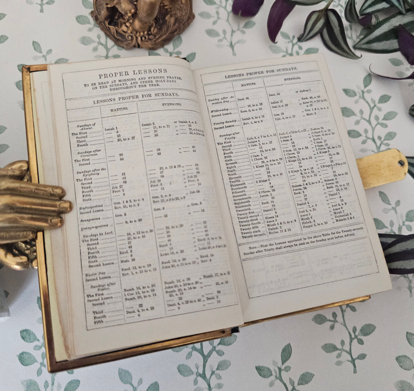 1870s Prayer Book / Full Leather With Brass Edgings and Clasp - Gilt Edged Pages