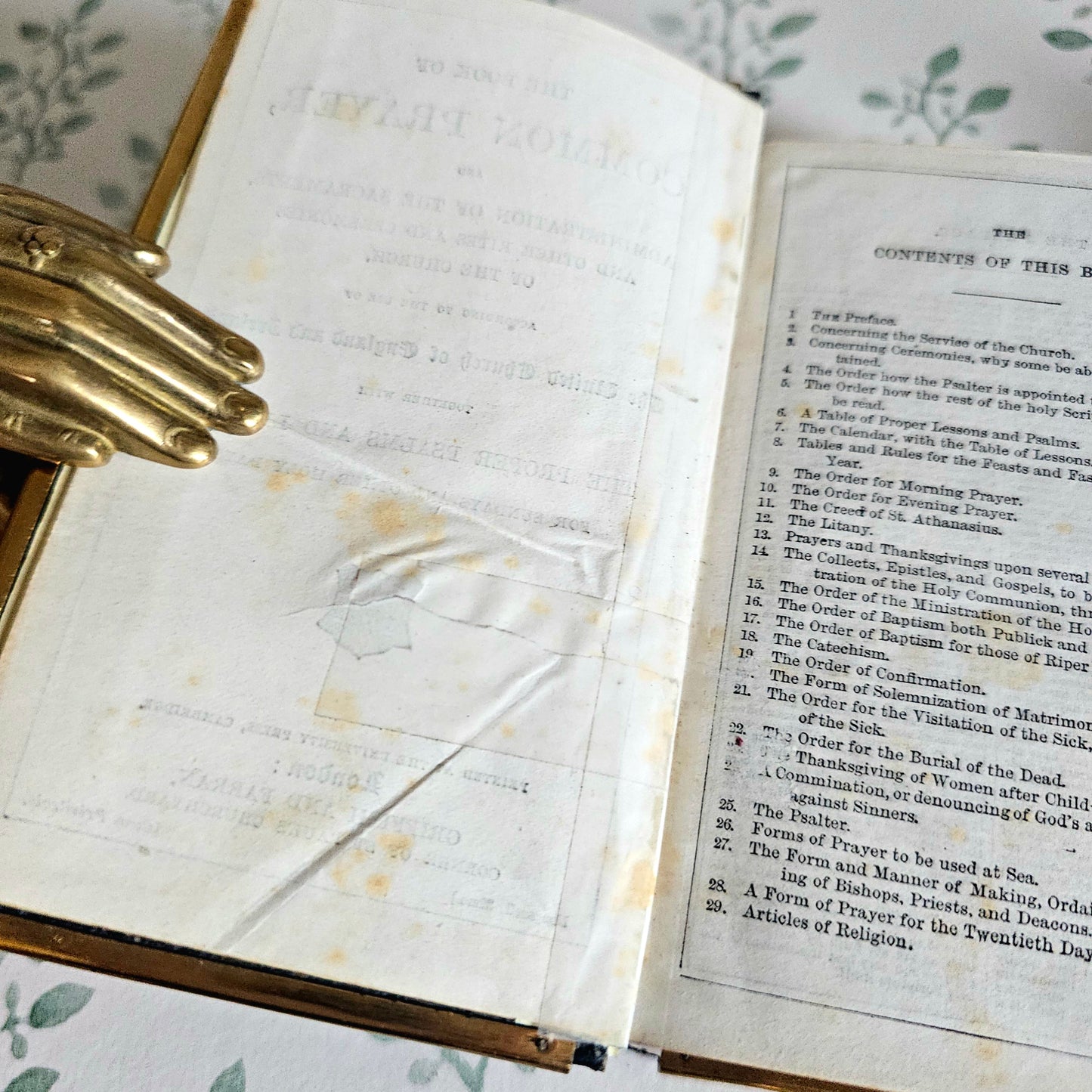 1870s Prayer Book / Full Leather With Brass Edgings and Clasp - Gilt Edged Pages