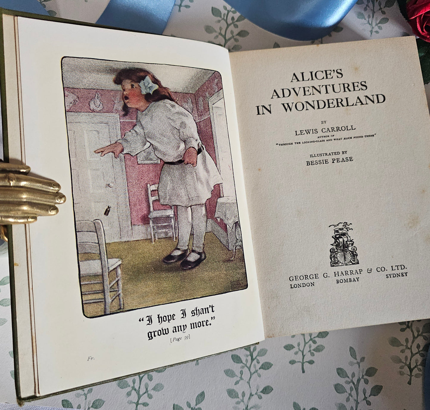 1929 Alice in Wonderland Vintage Book: Bessie Pease Illustrated Edition