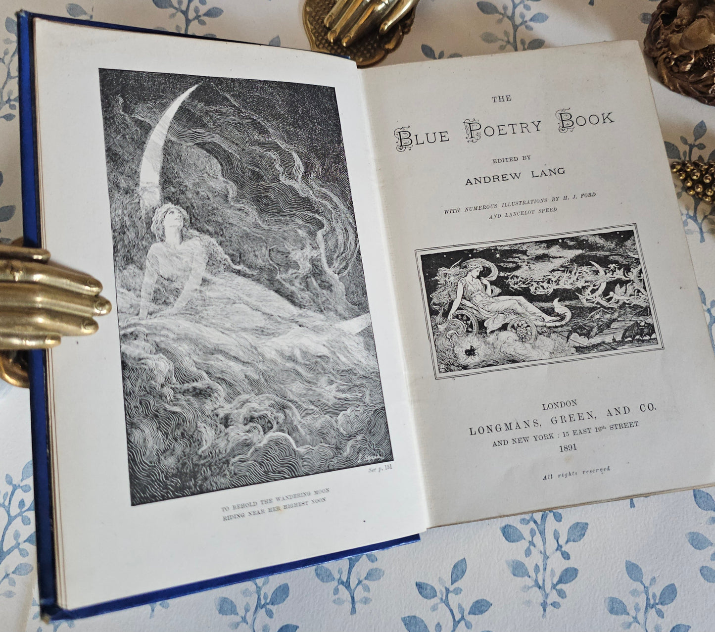 1891 The Blue Poetry Book Ed. Andrew Lang / First Edition / Richly Illustrated