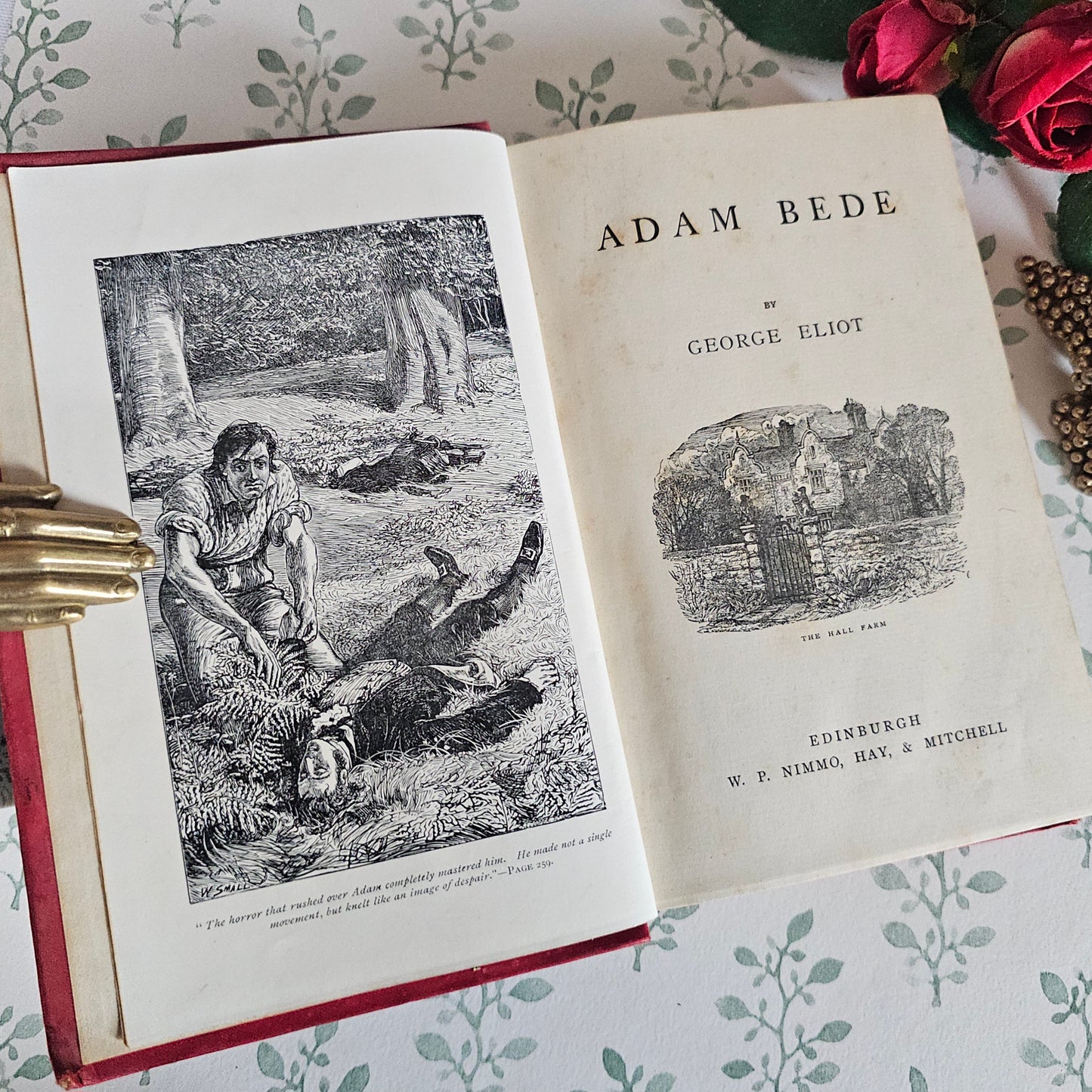 c1900 'Adam Bede' Book by George Eliot, Antique Illustrated Art Nouveau Edition