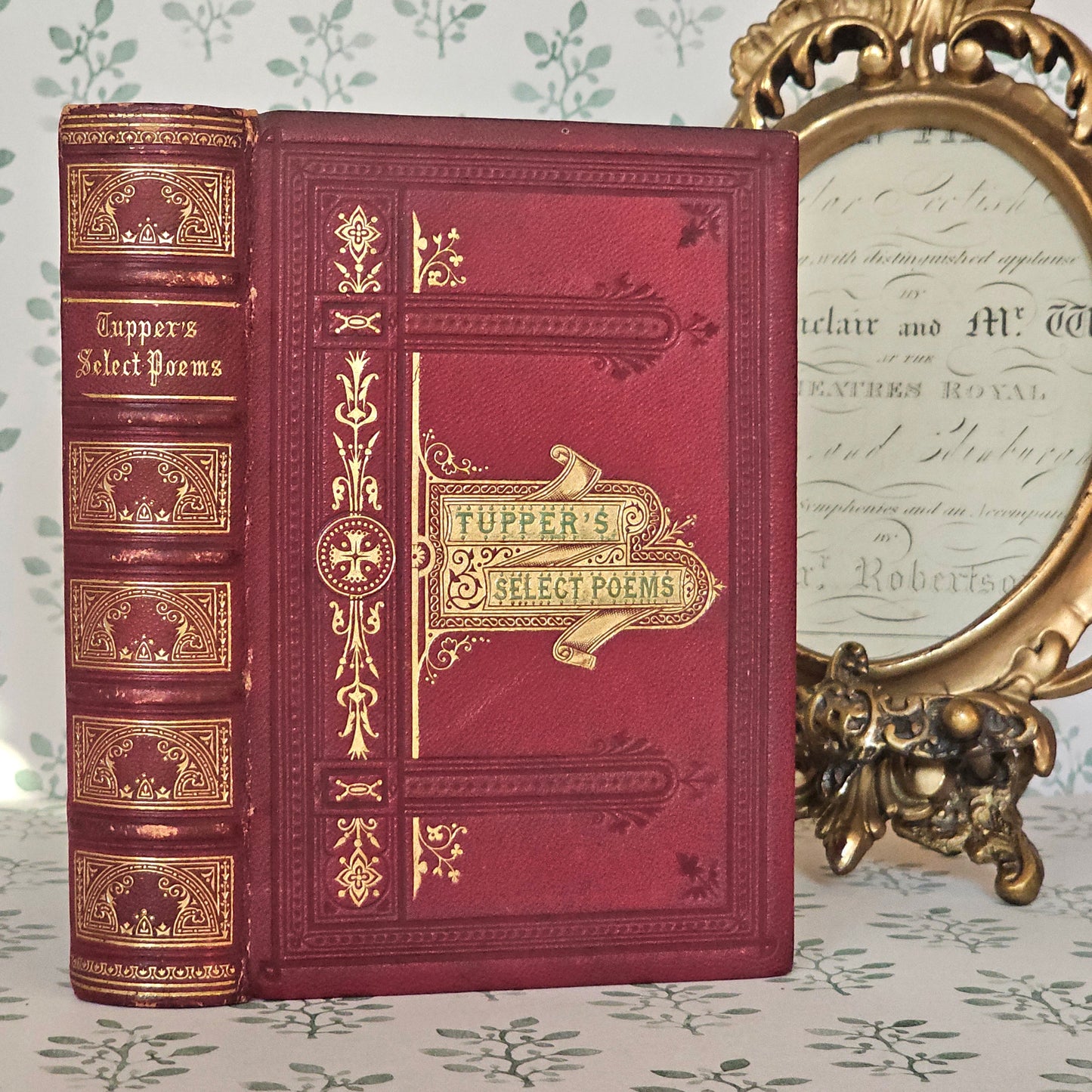 1874 Poems by Martin Tupper: Beautiful Antique Decorative Binding