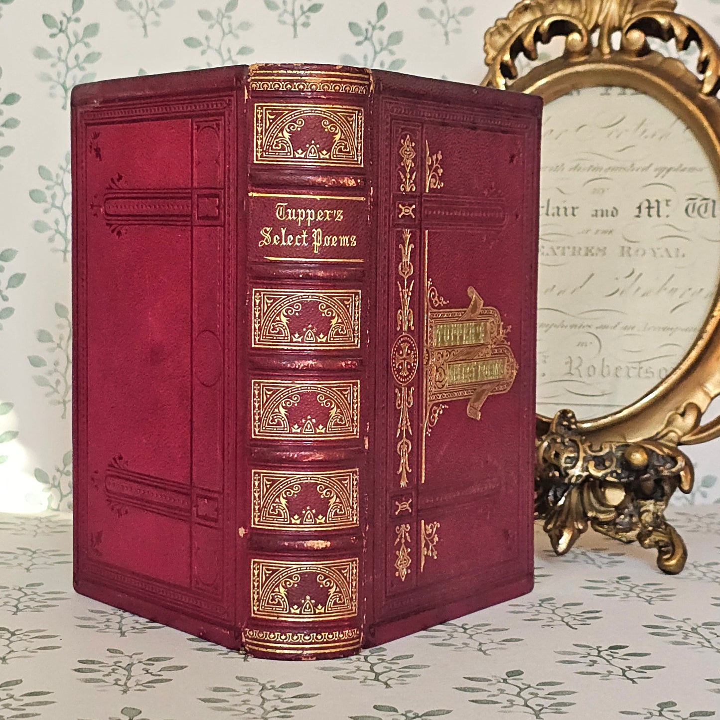 1874 Poems by Martin Tupper: Beautiful Antique Decorative Binding