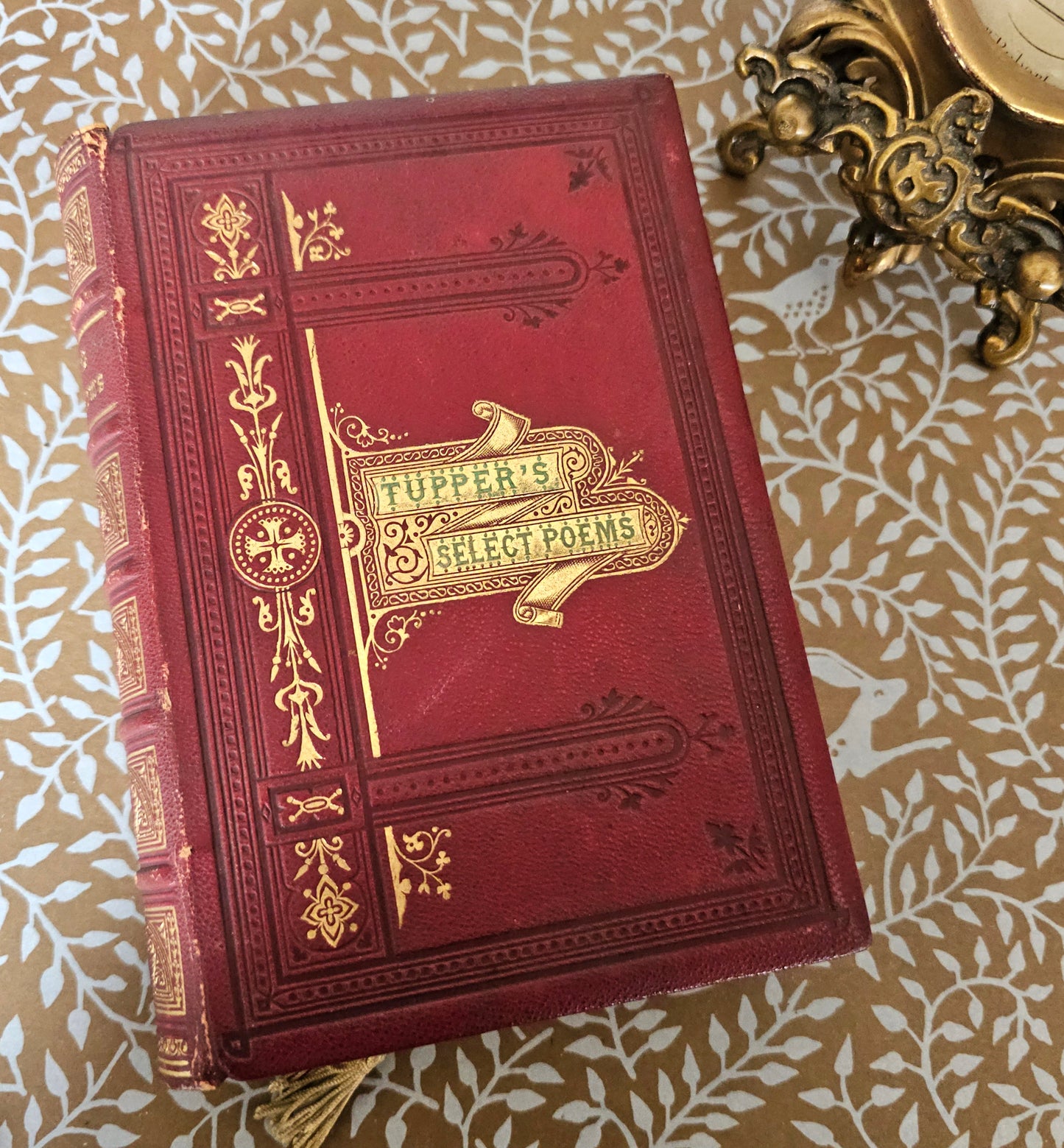 1874 Poems by Martin Tupper: Beautiful Antique Decorative Binding