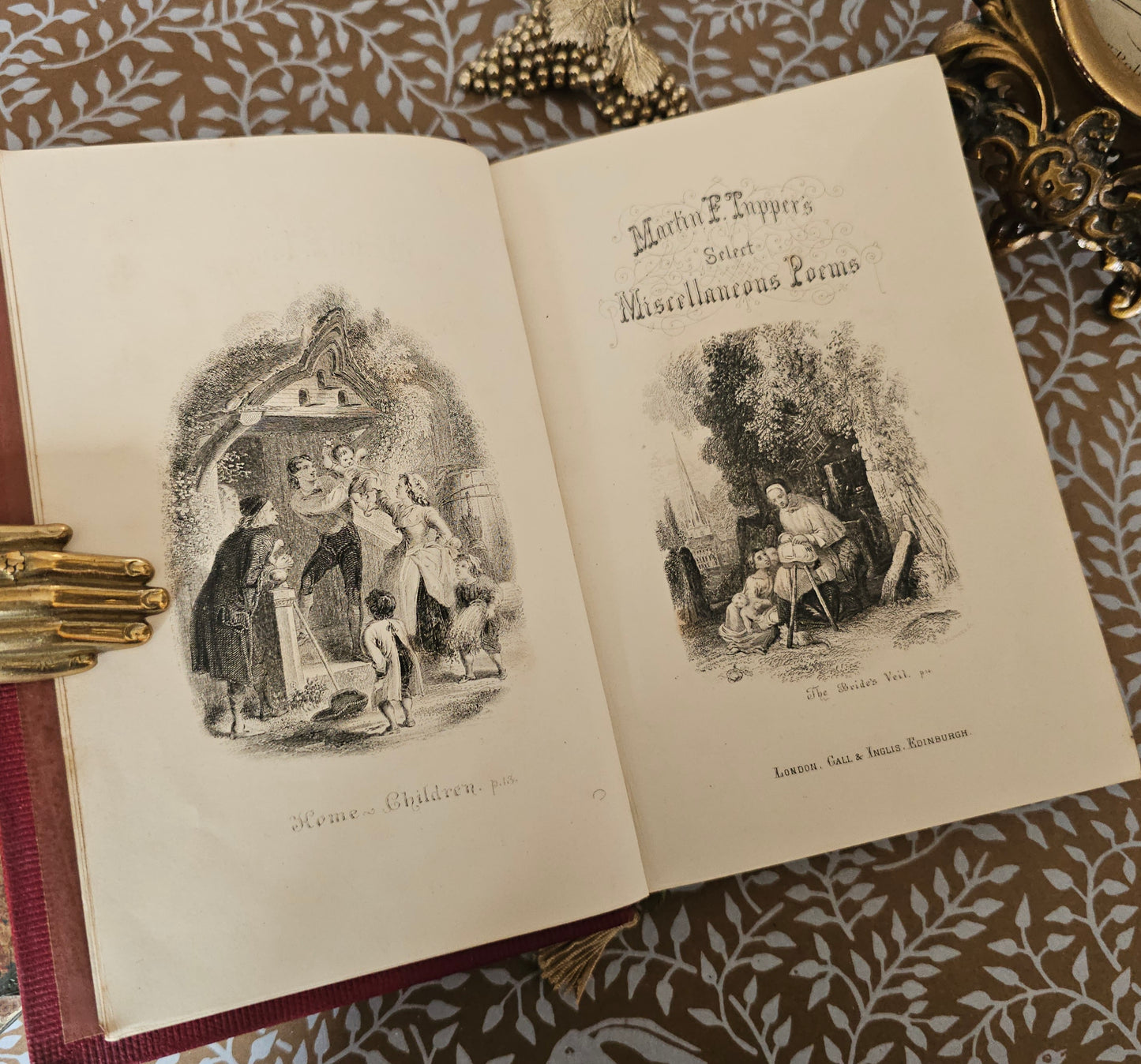 1874 Poems by Martin Tupper: Beautiful Antique Decorative Binding