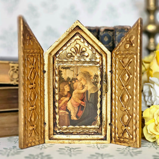 Madonna & Child Triptych / Vintage Italian Decor