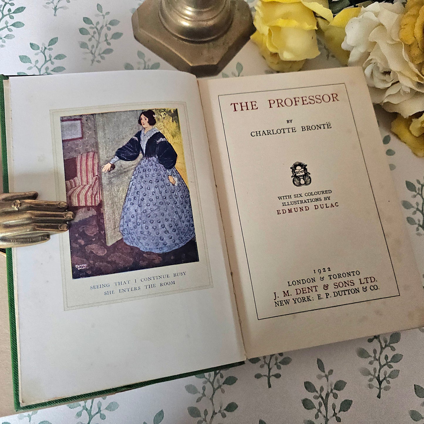 1922 The Professor by Charlotte Bronte: Edmund Dulac Illustrations, Antique Edition