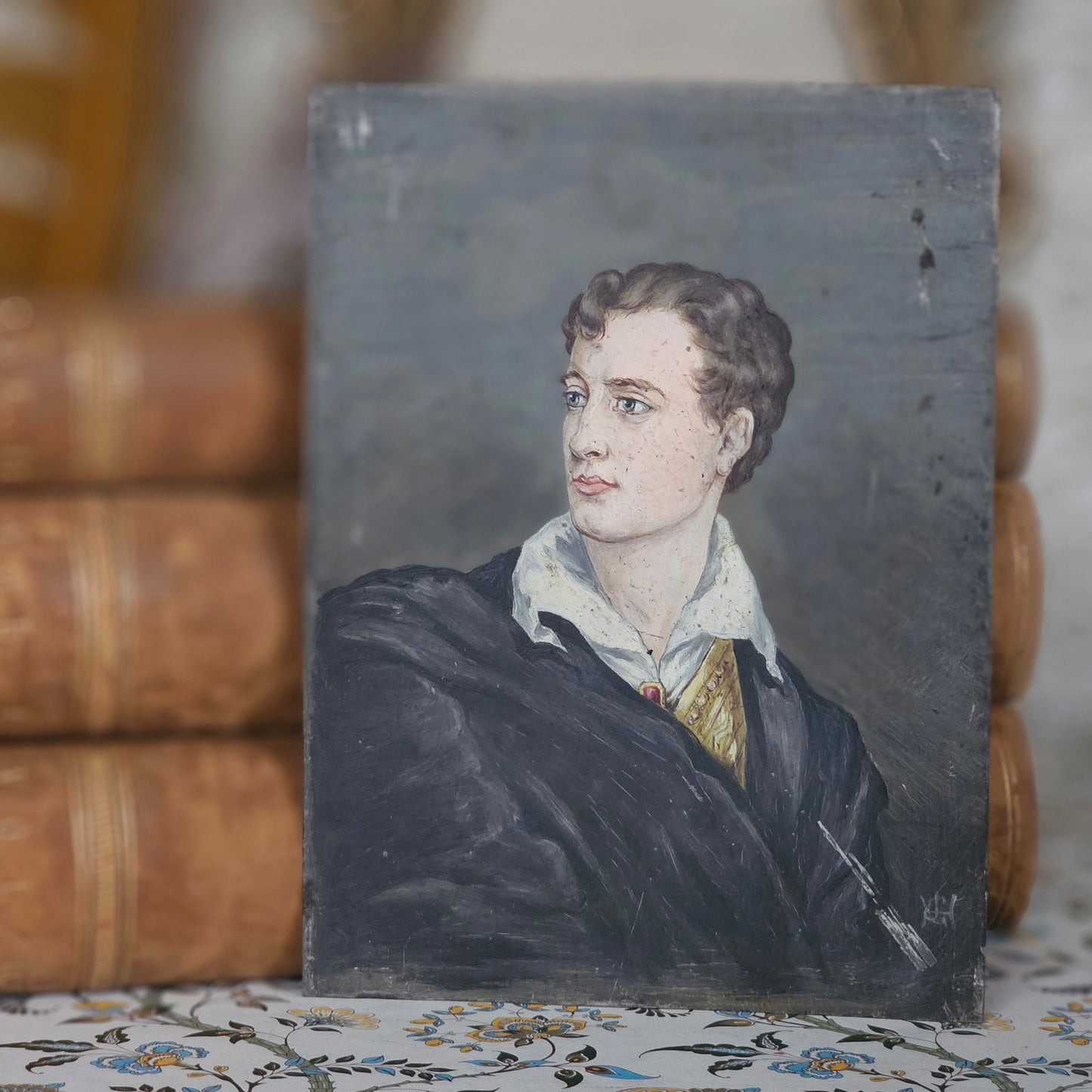 19th Century Portrait of Lord Byron / Antique Painting