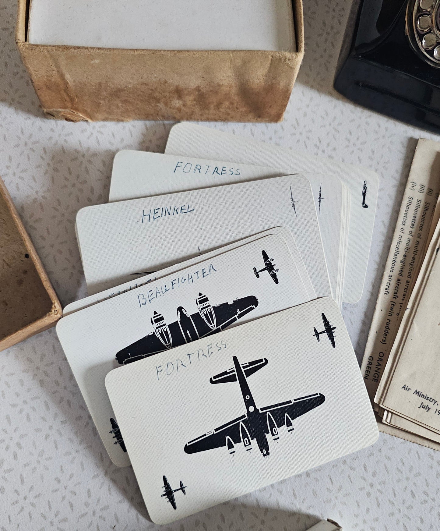WW2 Aircraft Recognition Silhouette Cards - Complete Set - July 1942