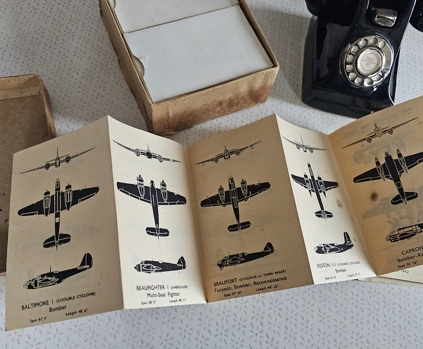 WW2 Aircraft Recognition Silhouette Cards - Complete Set - July 1942