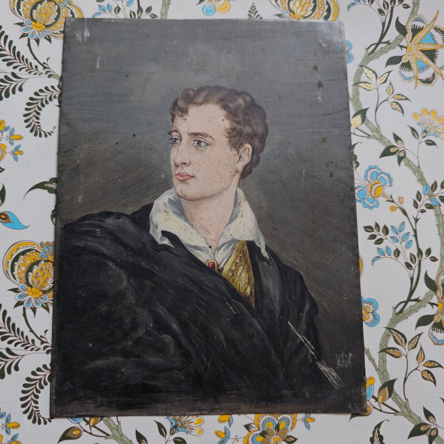 19th Century Portrait of Lord Byron / Antique Painting